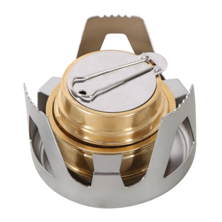 Lightweight Brass Spirit Burner with Aluminium Stand for Camping Hiking