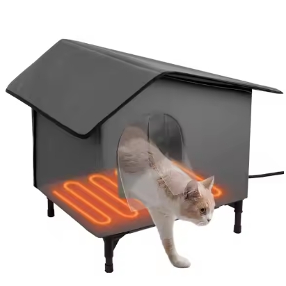 Foldable Adjustable Temperature Heated Cat House