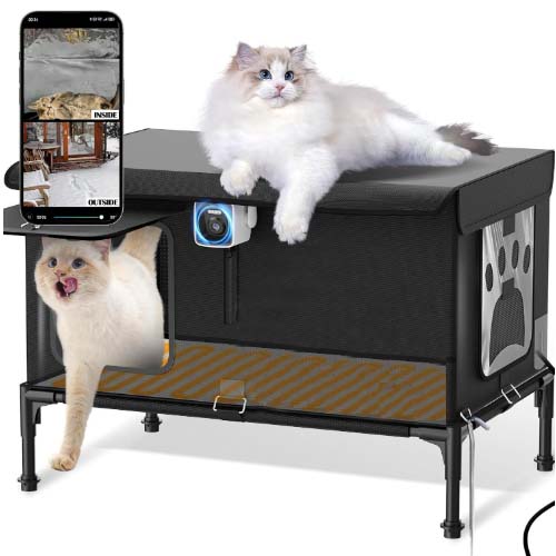 Foldable Adjustable Temperature Heated Cat House