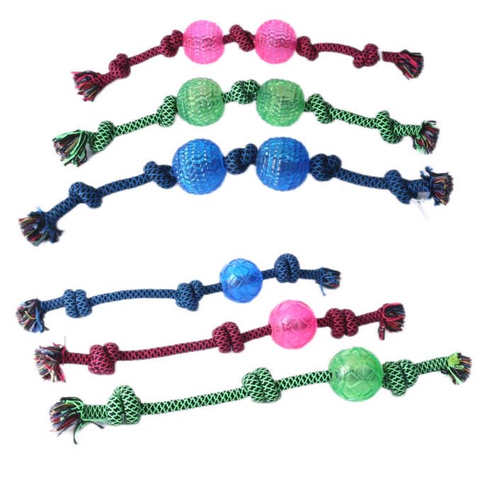 Dog Rope Toy with Chewing Ball 3/5 Knots Tug Toy