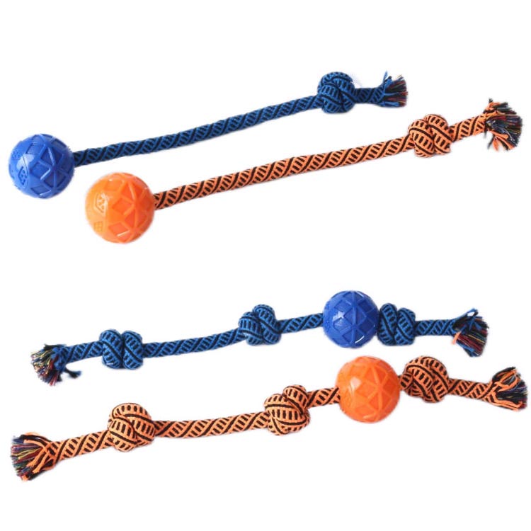 Dog Rope Toy with Chewing Ball 1/3 Knots Tug Toy